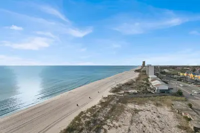 an aerial view of a beach with the ocean at Palazzo 408 in Panama City Beach