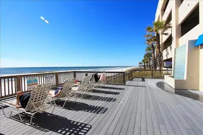 a group of people sitting in chairs on the beach at Palazzo 408 in Panama City Beach