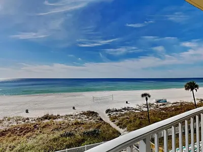 a view of the beach from a balcony at Long Beach Resort Tower II #305 in Panama City Beach
