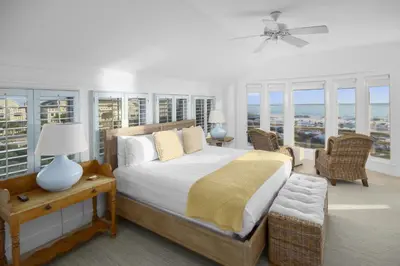 a bedroom with a bed with a view of the ocean at Amazing Gulf Views 425A WaterSound Crossings 3BR Steps to Beach and Pool! condo in Panama City Beach