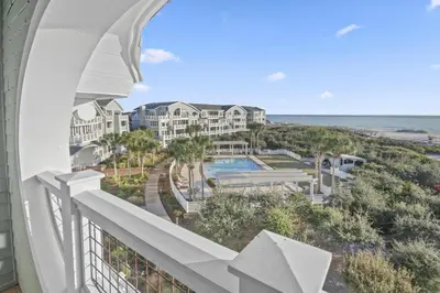 a view of the beach from the balcony of a resort at AMAZING GULF VIEWS 420B WaterSound Crossings 3BR, Corner Unit condo in Panama City Beach