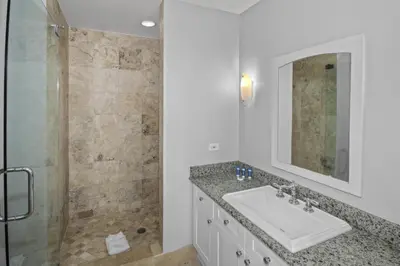 a bathroom with a sink and a shower at AMAZING GULF VIEWS 420B WaterSound Crossings 3BR, Corner Unit condo in Panama City Beach