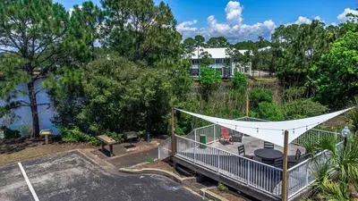 an overhead view of a building with a tennis court at Beachside Villas #731 in Santa Rosa Beach