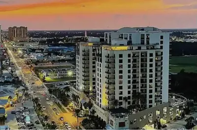 a view of a city with a tall building at Origin at Seahaven in Panama City Beach