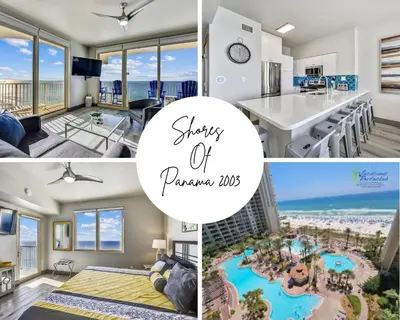 a collage of photos of a vacation home at Shores of Panama 2003 - Renovated 2 bedroom, with Bunkroom Sleeps 6 with a Reserved Parking Space! condo in Panama City Beach