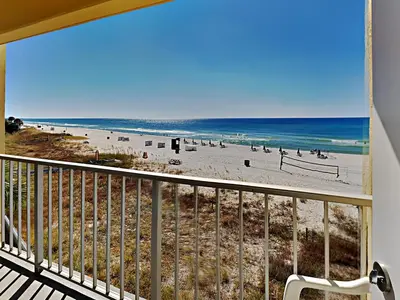 a balcony with a view of the beach at Continental 319-320 in Panama City Beach
