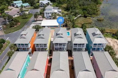 an overhead view of a row of houses at Summer Towne Cottages #16 in Panama City Beach