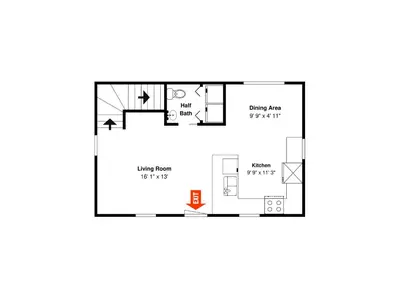 a floor plan of a small house at Bungalows at Seagrove #149 - Three Little Birds Bungalow 30A in Seagrove Beach