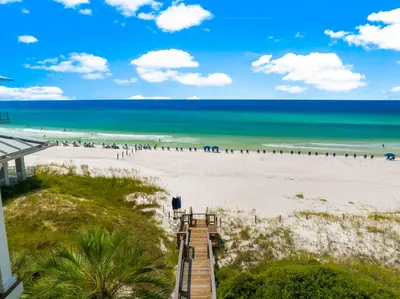 a view of the beach from a condo at 30A Sea View Villas by Panhandle Getaways in Santa Rosa Beach