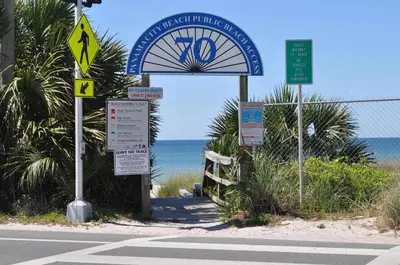 a sign on the side of a road near the beach at Endless Summer A21 in Panama City Beach